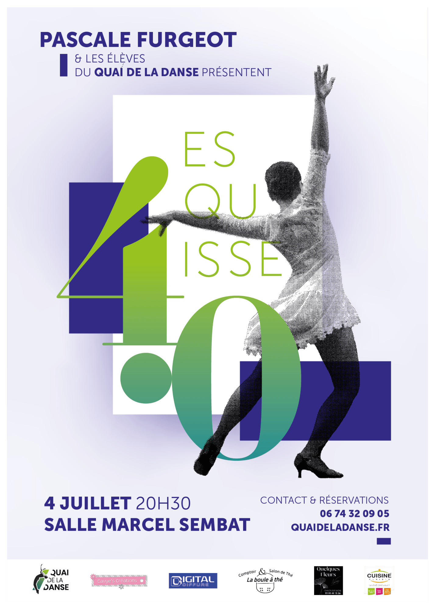 Affiche du spectacle 2024 du Quai de la Danse, "Esquisse 4.0", le 4 juillet à 20h30 à la Salle Marcel Sembat à Chalon sur Saône.